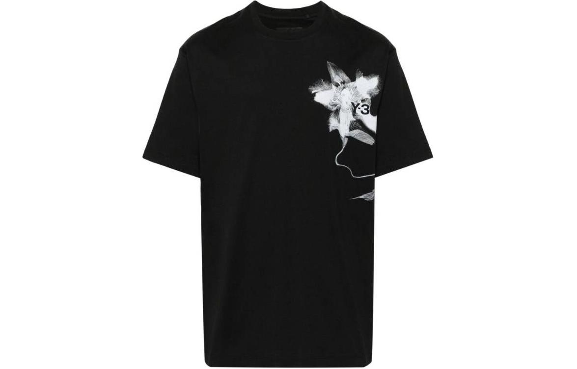 Order Y-3 ブラック クルーネック グラフィックプリント 半袖 Tシャツ IN4353