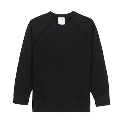 Y-3 Black Crewneck Long-Sleeve Sweater with Back Logo Design GK4565