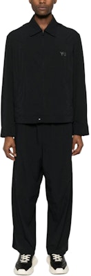 Y-3 Black Glossy Panel Zip-Up Collared Jacket with Long Sleeves. IN4348 Lookbook Y-3 Black Glossy Panel Zip-Up Collared Jacket with Long Sleeves. IN4348