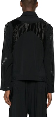 Y-3 Black Glossy Panel Zip-Up Collared Jacket with Long Sleeves. IN4348 Shop Y-3 Black Glossy Panel Zip-Up Collared Jacket with Long Sleeves. IN4348