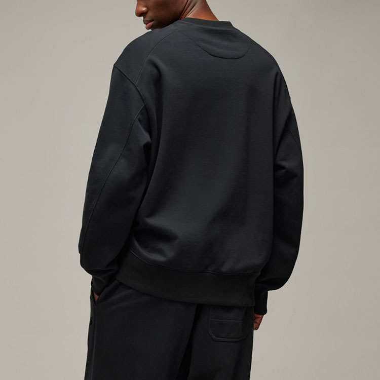 Shop Y-3 黑色標誌印花寬鬆圓領衛衣 IV5580