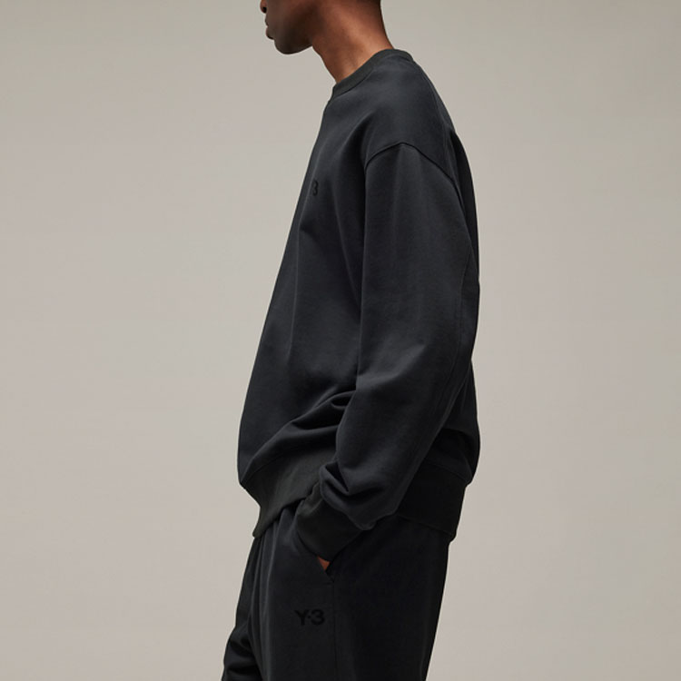 Purchase Y-3 黑色標誌印花寬鬆圓領衛衣 IV5580