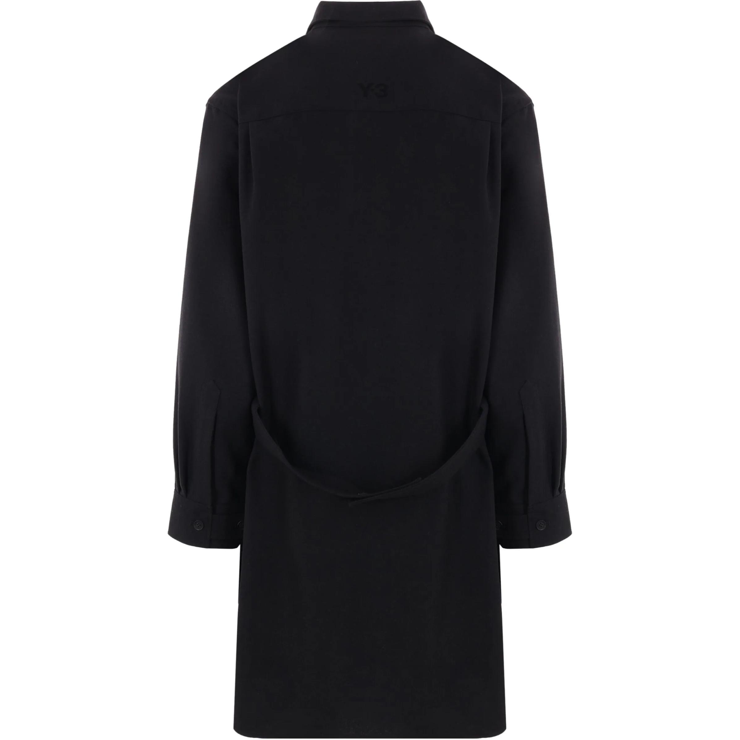 Lookbook Y-3  Black Long-Sleeve Button-Up Jacket with Logo and Point Collar IX7634