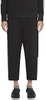 Y-3 Black Loose Fit Cropped Pants with Logo Stripes. DP0555 Y-3 Black Loose Fit Cropped Pants with Logo Stripes. DP0555