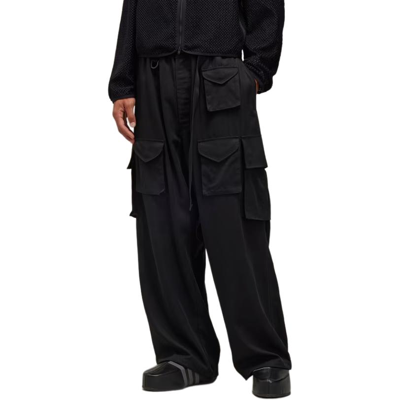 Lookbook Pantalones Negros Y-3 Rectos de Pierna Ancha con Cremallera. IW7453