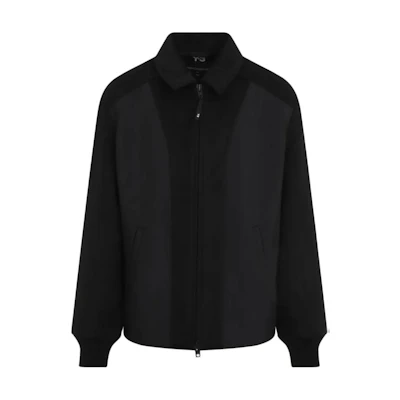 Y-3 Black Loose Fit Zip-Up Jacket with Splicing Design. IW7505