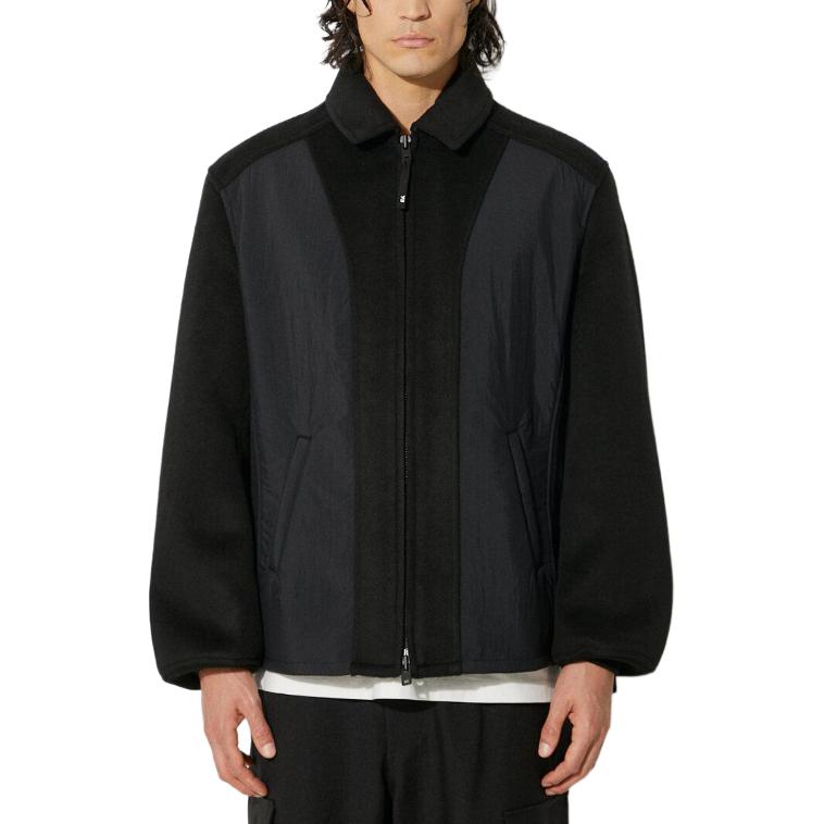 Order Y-3  Black Loose Fit Zip-Up Jacket with Splicing Design. IW7505