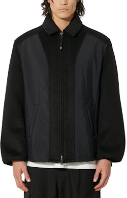 Y-3 Black Loose Fit Zip-Up Jacket with Splicing Design. IW7505 Order Y-3 Black Loose Fit Zip-Up Jacket with Splicing Design. IW7505