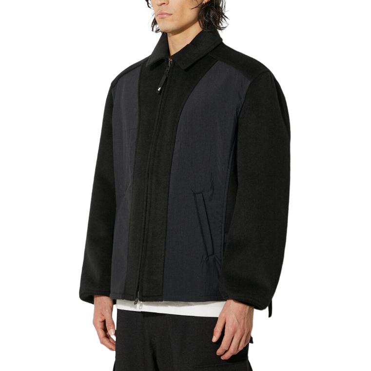 Shop Y-3  Black Loose Fit Zip-Up Jacket with Splicing Design. IW7505
