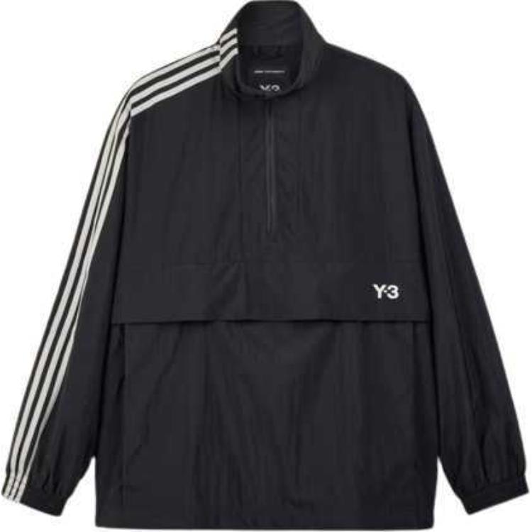 y-3-black-nylon-shell-1-2-zip-3-stripe-high-collar-loose-jacket-jd-9796