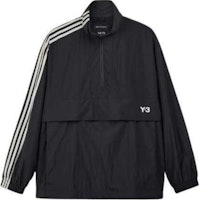 Y-3 Black Nylon Shell 1/2 Zip 3-Stripe High Collar Loose Jacket. JD9796 Y-3 Black Nylon Shell 1/2 Zip 3-Stripe High Collar Loose Jacket. JD9796