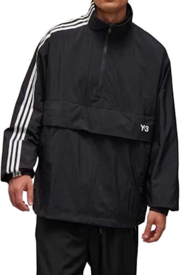 Y-3 Black Nylon Shell 1/2 Zip 3-Stripe High Collar Loose Jacket. JD9796 Shop Y-3 Black Nylon Shell 1/2 Zip 3-Stripe High Collar Loose Jacket. JD9796