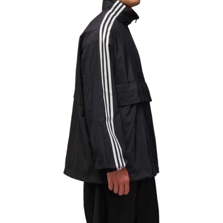 Purchase Y-3  Black Nylon Shell 1/2 Zip 3-Stripe High Collar Loose Jacket. JD9796