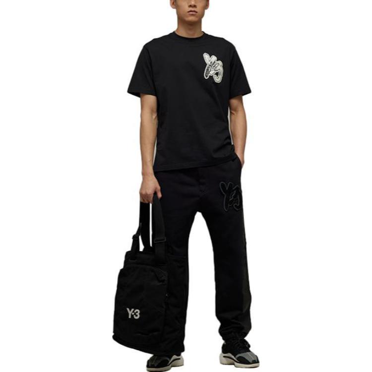 Lookbook Y-3 블랙 솔리드 엘라스틱 웨이스트 캐주얼 팬츠 스타일리시 미니멀리스트 H44805