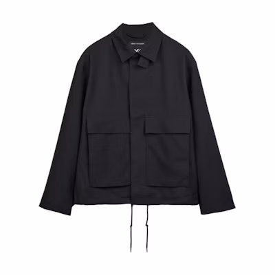 Y-3 Black Solid High-Neck Loose-Fit Long-Sleeve Coach Jacket. JN3719