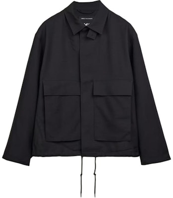 Y-3 Black Solid High-Neck Loose-Fit Long-Sleeve Coach Jacket. JN3719 Order Y-3 Black Solid High-Neck Loose-Fit Long-Sleeve Coach Jacket. JN3719