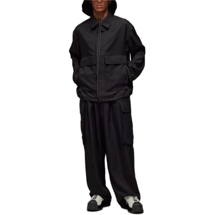 Lookbook Y-3  Black Solid High-Neck Loose-Fit Long-Sleeve Coach Jacket. JN3719