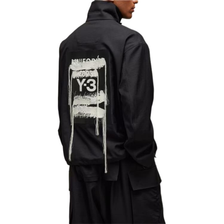 Details for Y-3  Black Solid High-Neck Loose-Fit Long-Sleeve Coach Jacket. JN3719