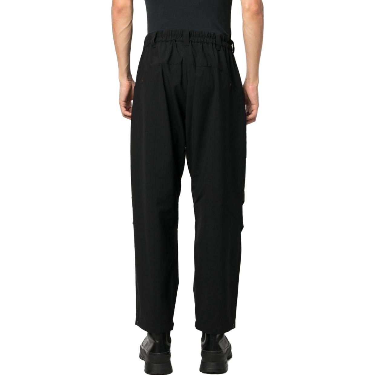 Shop Y-3 블랙 솔리드 릴랙스 핏 립스탑 캐주얼 팬츠 IL2048