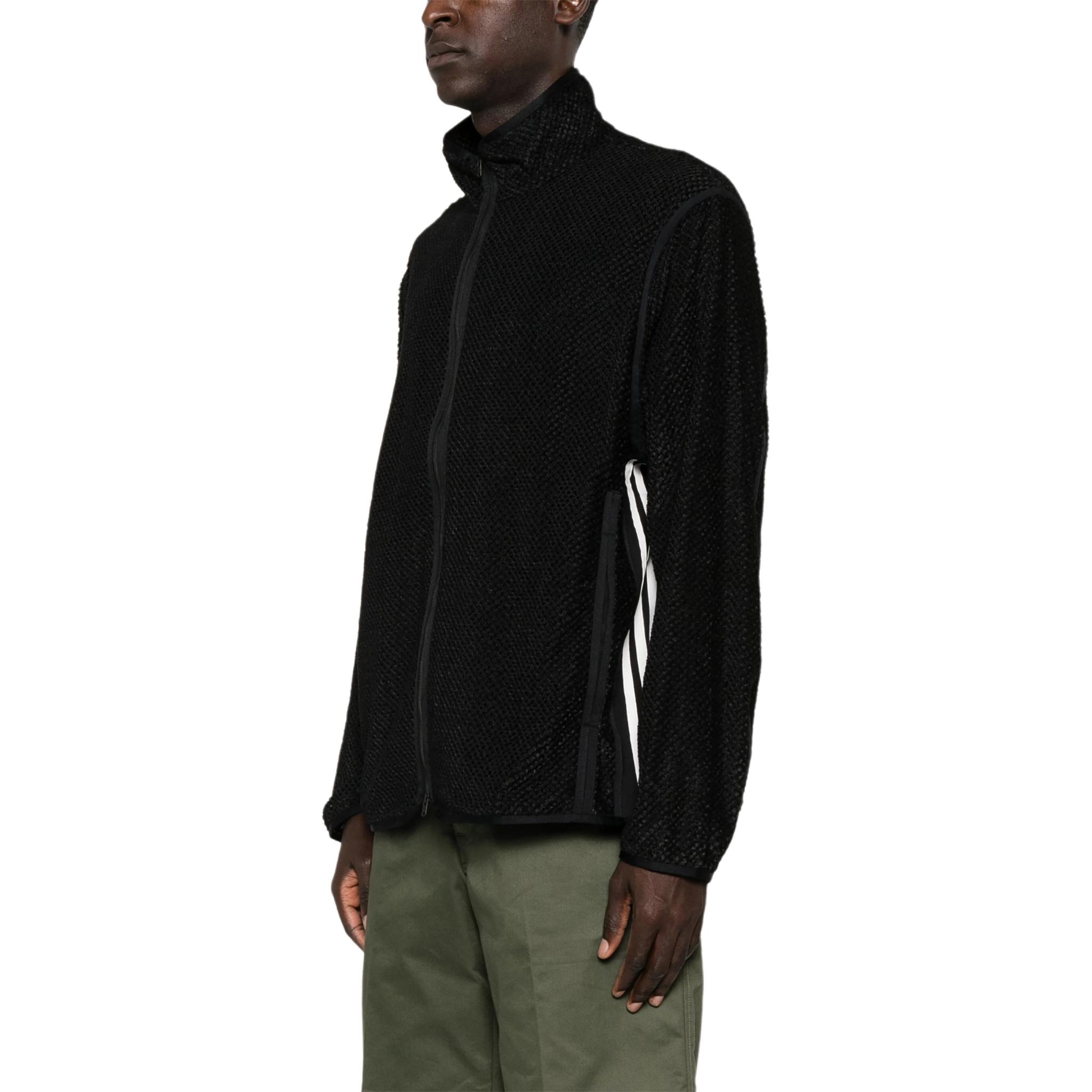Purchase Y-3  Black Zip-Up Jacket with Iconic Three-Stripes Design. IW7496