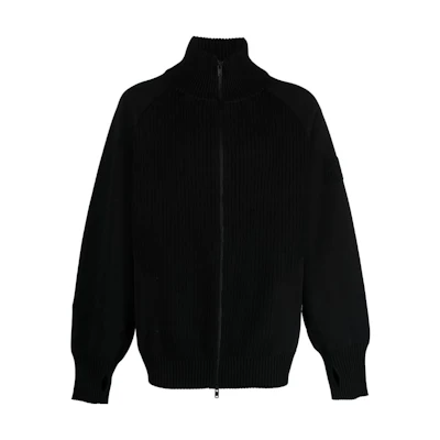 Y-3 Black Zipper High Neck Long Sleeve Sweater Casual Style. IL2058