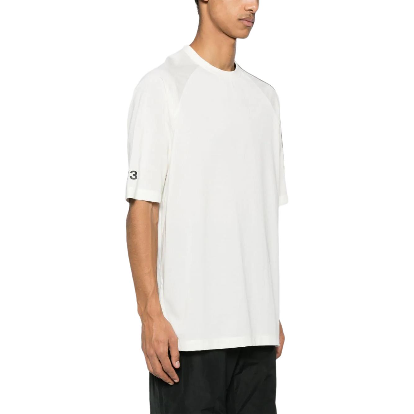 Details for Camiseta Blanca de Manga Corta Y-3 Colorblock a Rayas Crewneck IV5625