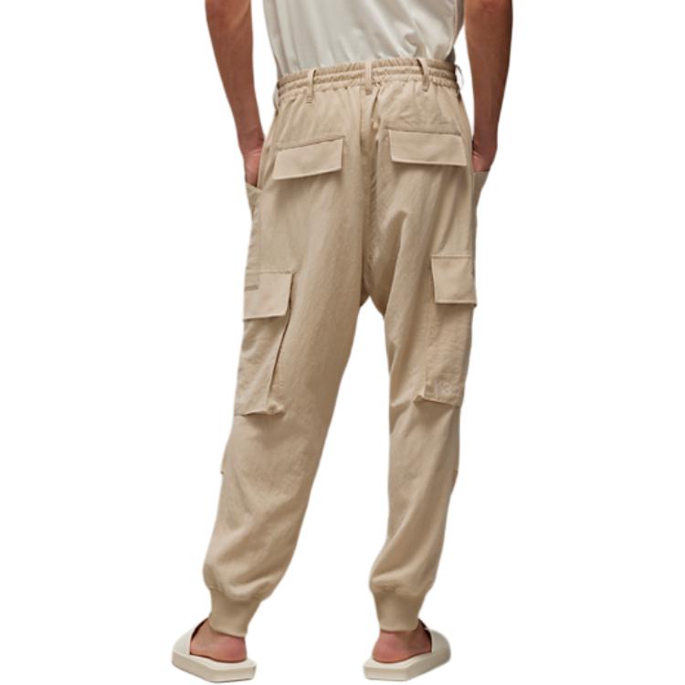 Shop Y-3  Elastic Waist Straight Pocket Jogger Pants Light Brown. IV7842