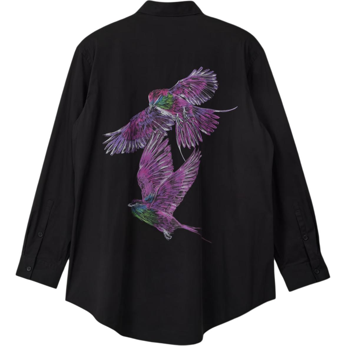 Lookbook Y-3  Graphic Button-Up Long Sleeve Loose Shirt Black. JE9274