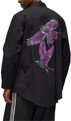 Y-3 Graphic Button-Up Long Sleeve Loose Shirt Black. JE9274 Details for Y-3 Graphic Button-Up Long Sleeve Loose Shirt Black. JE9274