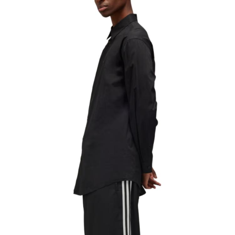 Sizing Y-3  Graphic Button-Up Long Sleeve Loose Shirt Black. JE9274