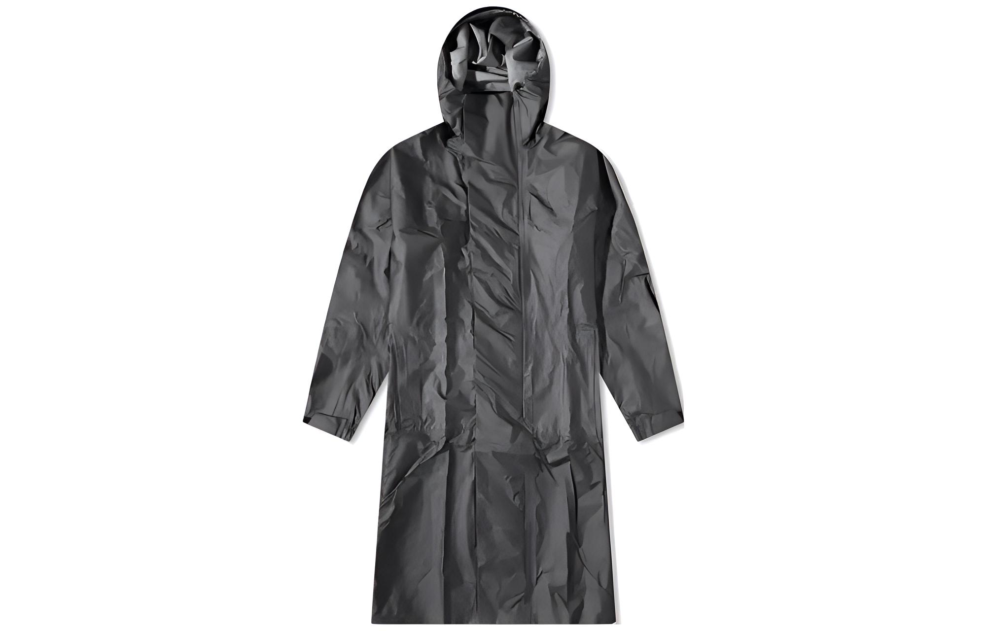 Y-3  Long Hooded Coat Black Solid Color Long Sleeve Windbreaker IB6364