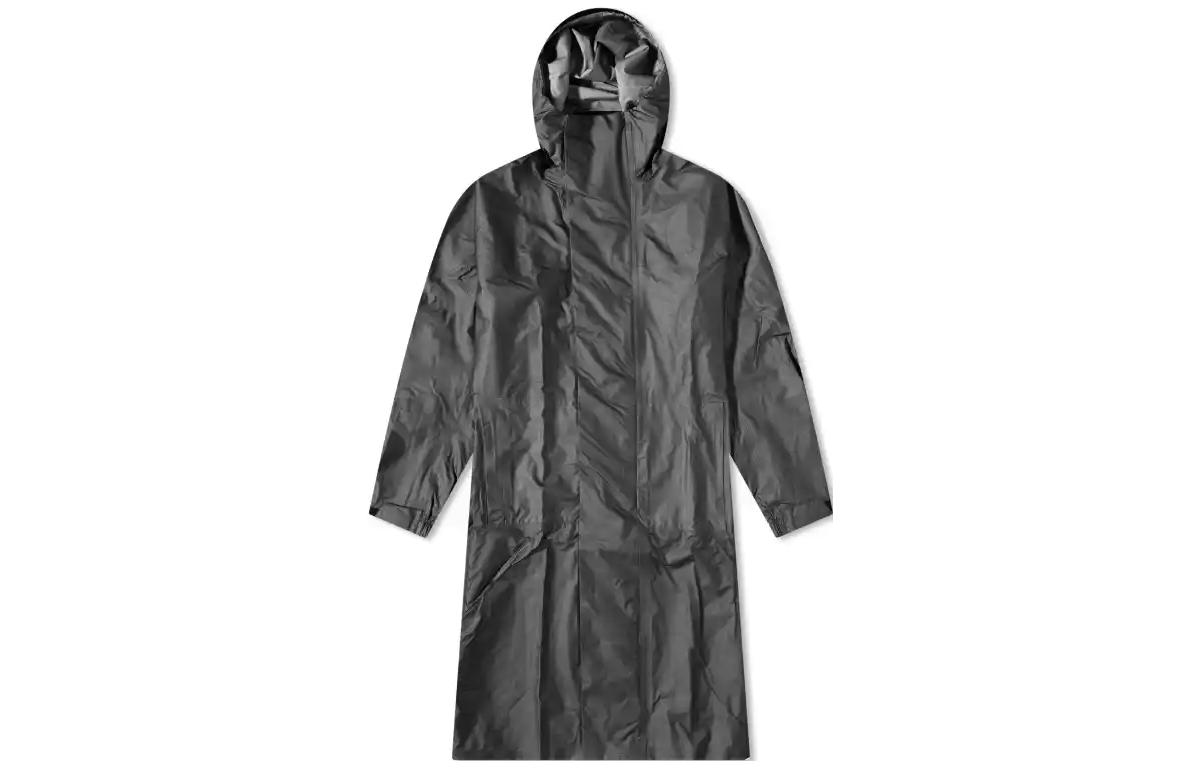 Order Y-3 롱 후드 코트 블랙 솔리드 컬러 긴팔 윈드브레이커 IB6364