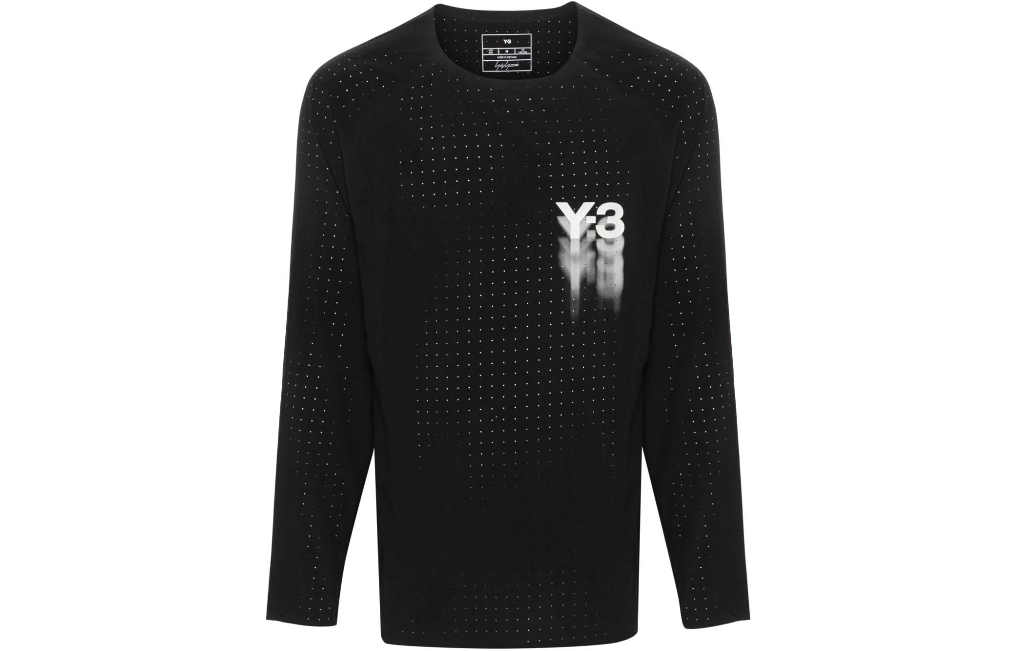 Y-3  Loose Fit Digital Print Black Crew Neck T-Shirt. IN8744