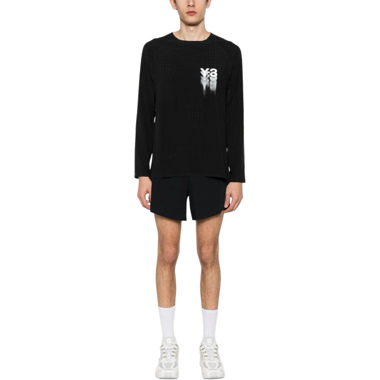 Lookbook Y-3 ルーズフィット デジタルプリント ブラック クルーネック Tシャツ IN8744