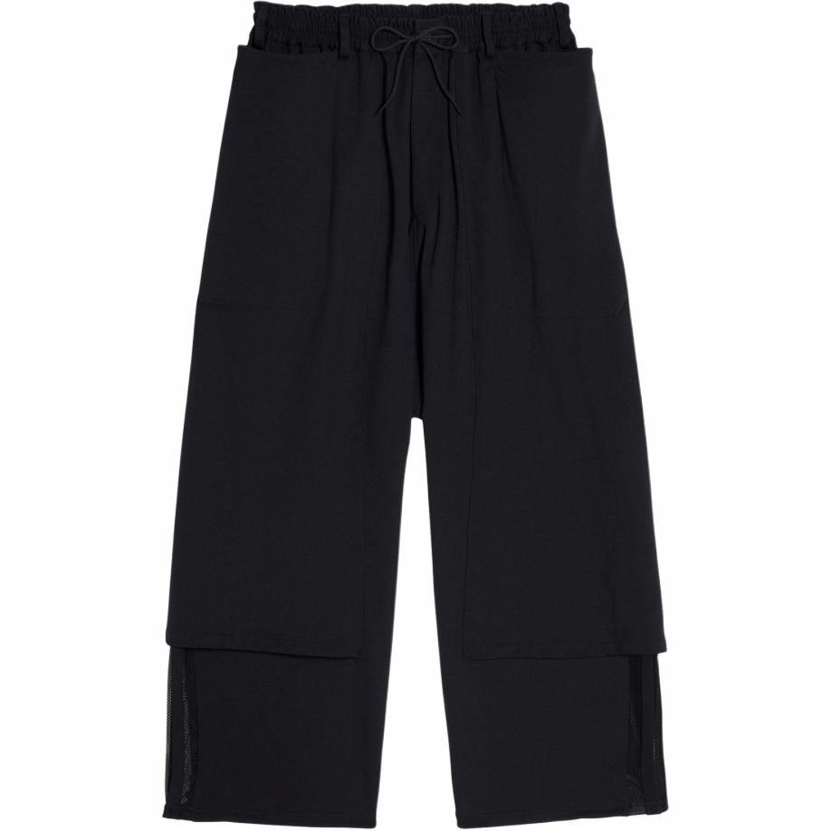 Order Y-3 Seluar Santai Hitam Longgar Mid-Rise dengan Tali Pinggang. JN4990