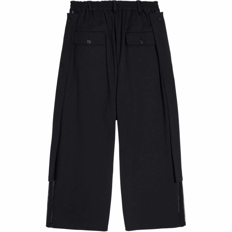 Lookbook Y-3 Seluar Santai Hitam Longgar Mid-Rise dengan Tali Pinggang. JN4990