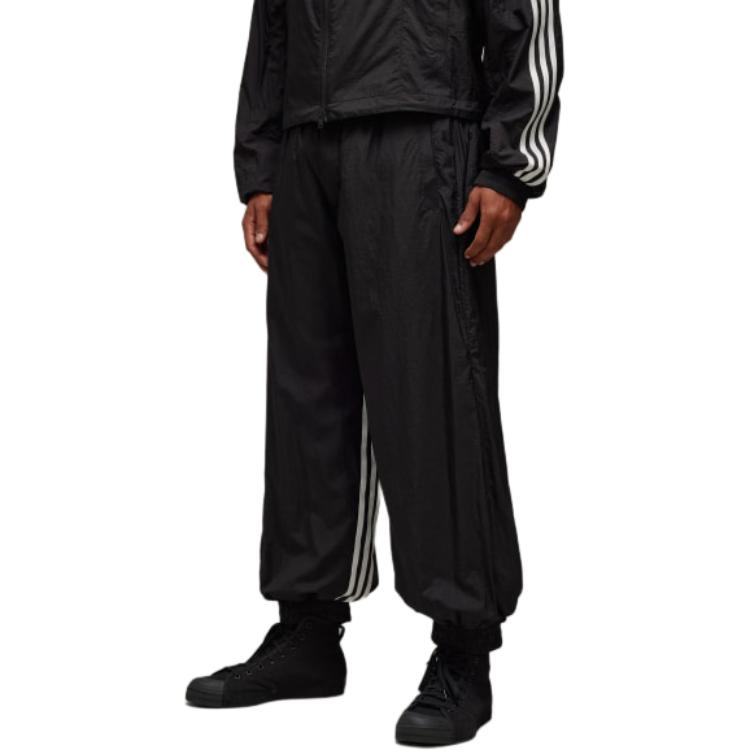 Y-3  Nylon Shell Striped Knit Track Pants Black Comfortable Casual Style JD5998
