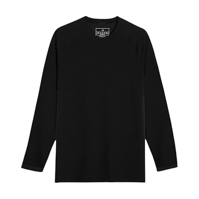 Y-3 Oversized Solid Black Long-Sleeve Pullover Crewneck Tee JN7834