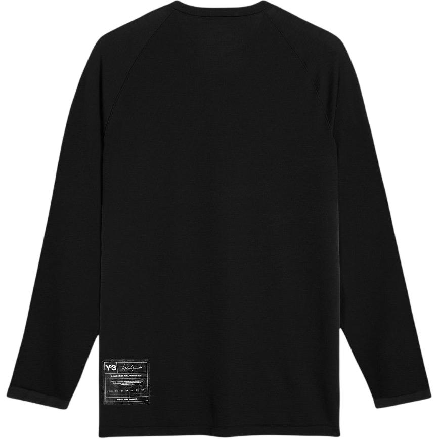 Lookbook Y-3 오버사이즈 솔리드 블랙 긴팔 풀오버 크루넥 티 JN7834