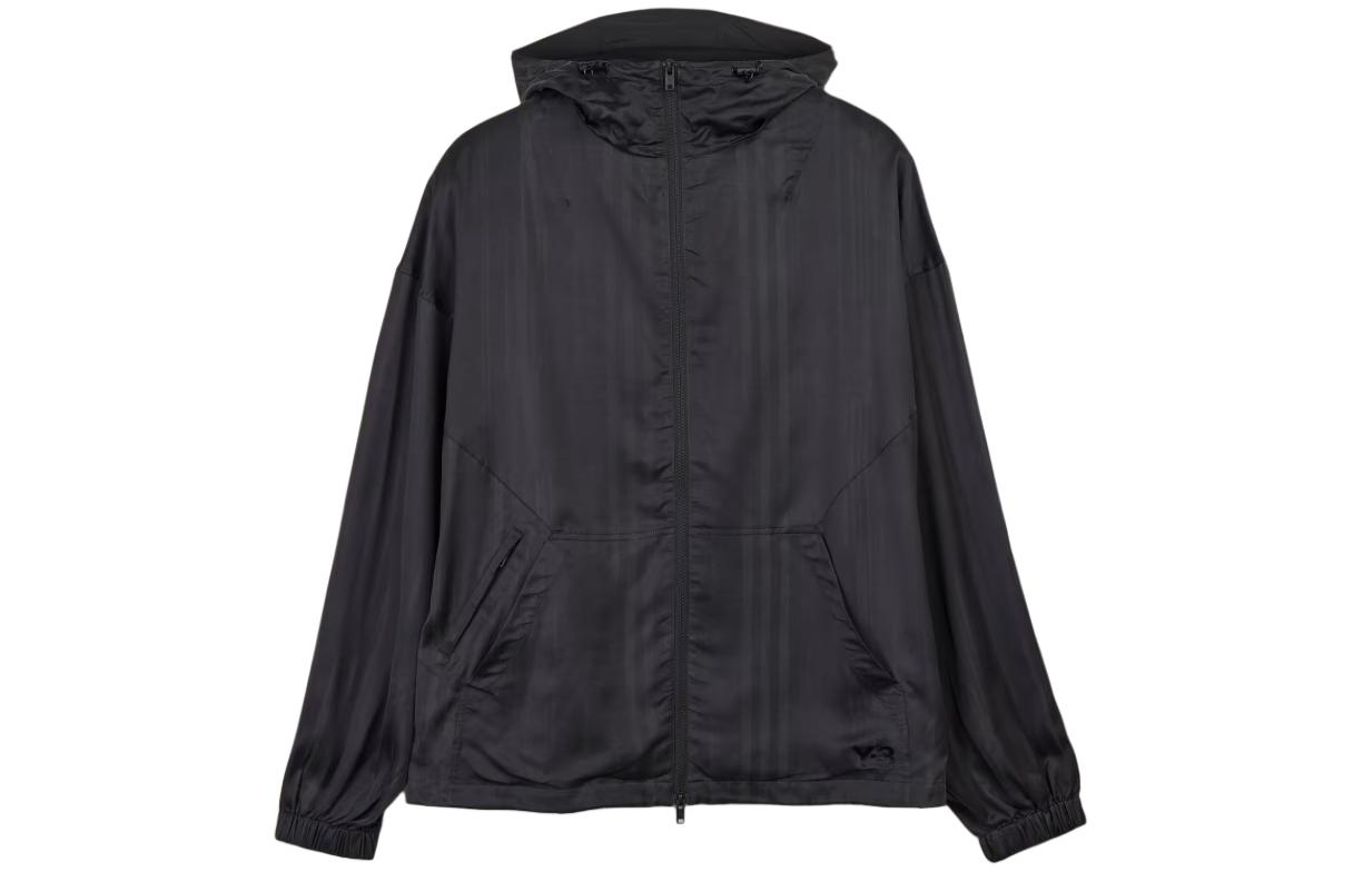 Y-3  Relaxed Fit Zip-Up Hoodie Jacket with Logo in Black. IN4343
