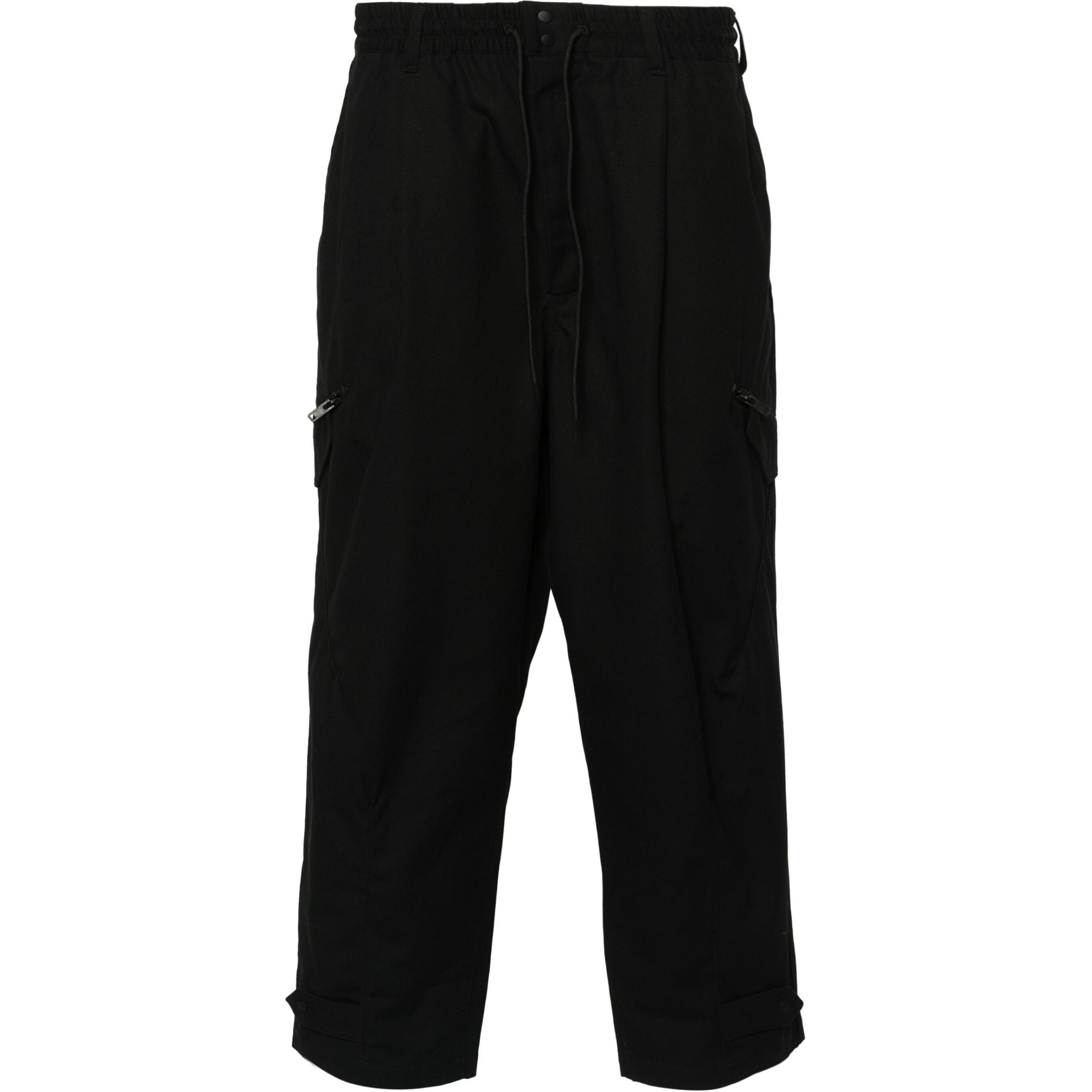 Y-3  Solid Color Relaxed Fit Pants with Elastic Waistband Black. IN4345