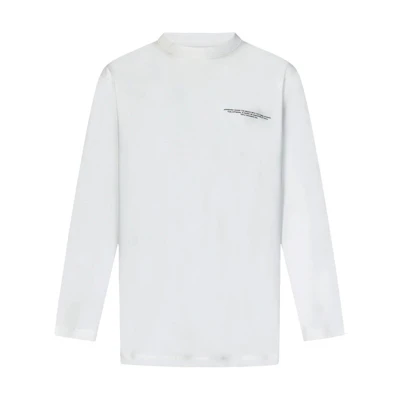 Y-3 White Long Sleeve T-Shirt with Logo Print Design. JE9279