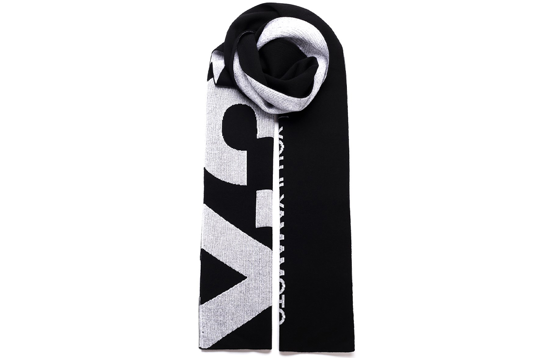 Lookbook Y-3 Alphabet Embroidered Scarf Unisex Couples Black HA6527BLACK