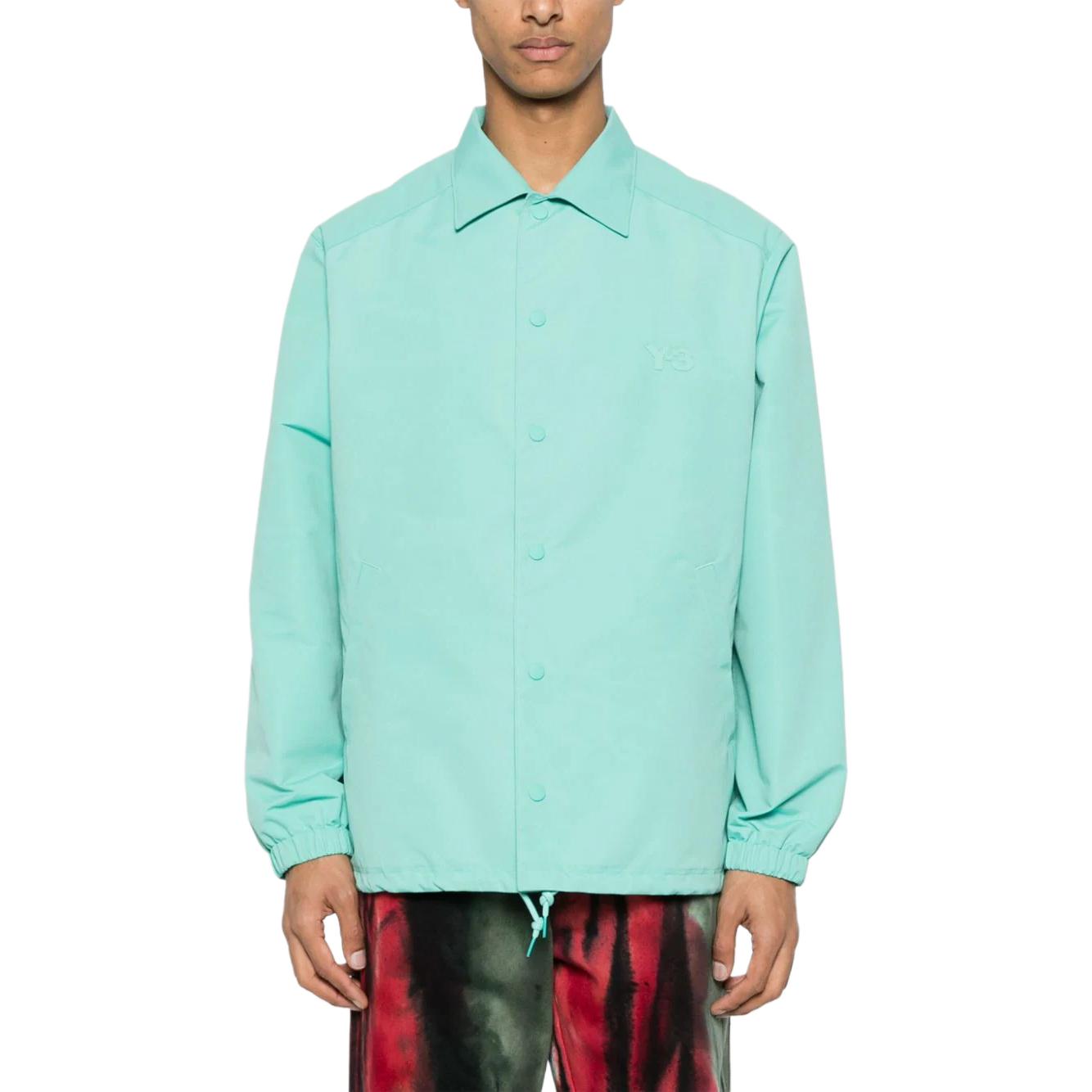 Lookbook Y-3 아플리케 카라 민트그린 남성용 긴팔 싱글 브레스티드 재킷 IV5654