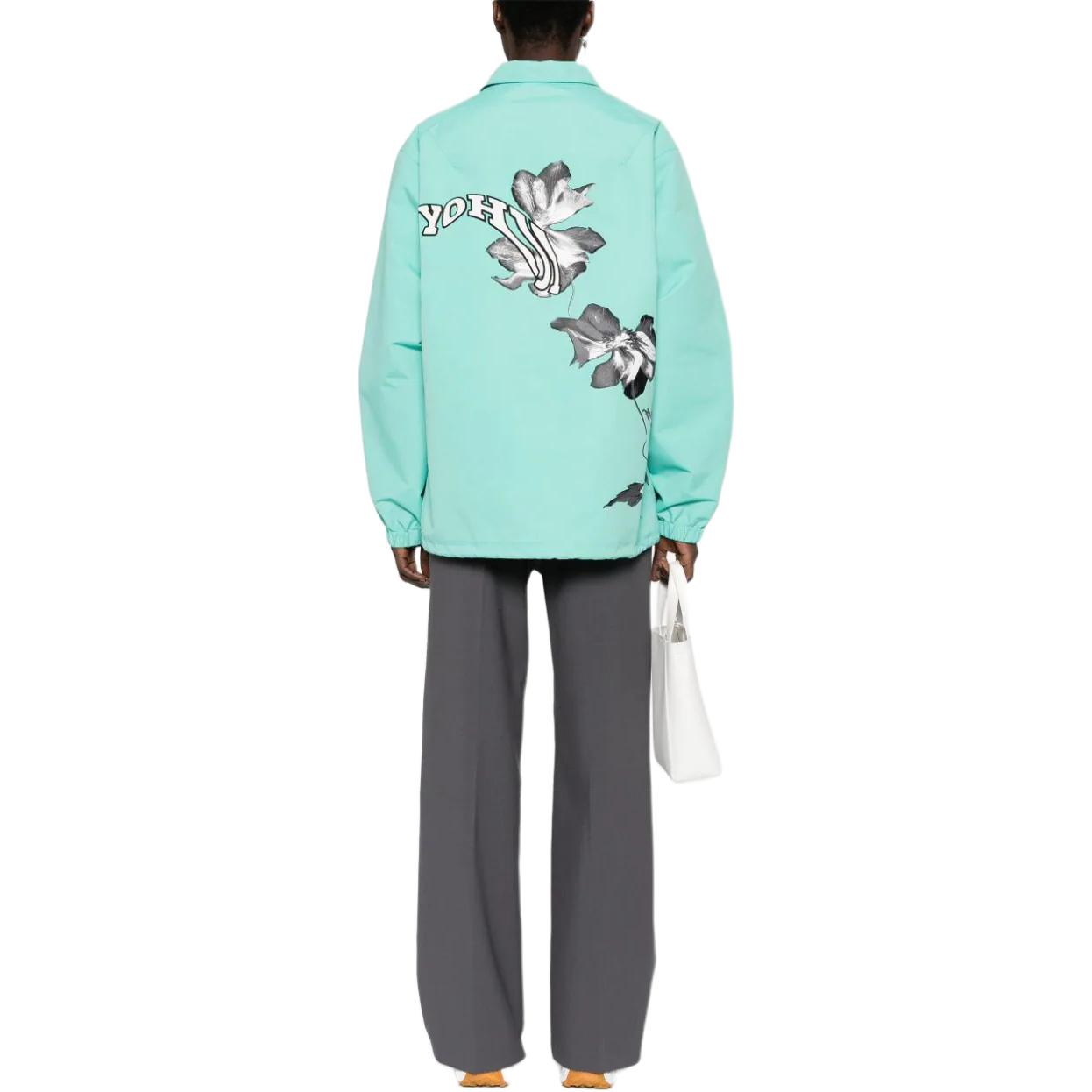 Shop Y-3 아플리케 카라 민트그린 남성용 긴팔 싱글 브레스티드 재킷 IV5654