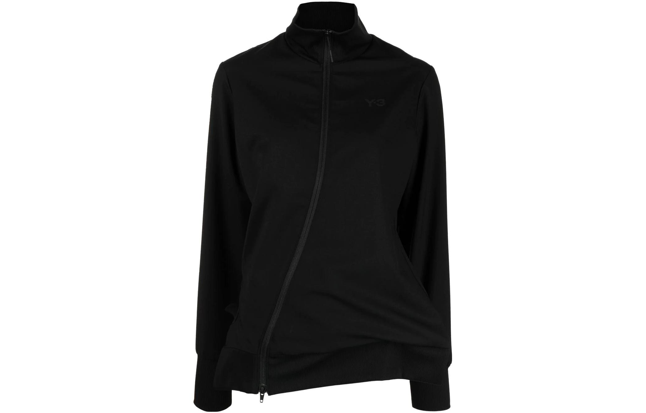 Y-3 Asymmetric High Neck Black Long Sleeve Sweatshirt . HN4321BLACK