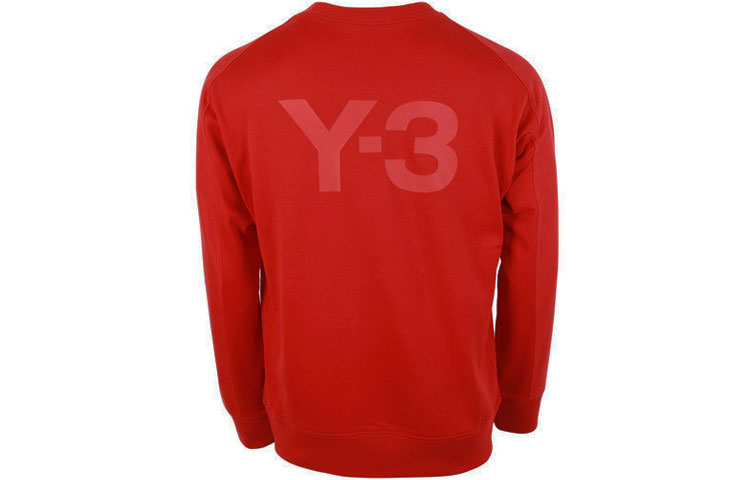 Y-3 Back Logo Print Crewneck Pullover Sweater Men’s Red FJ0352