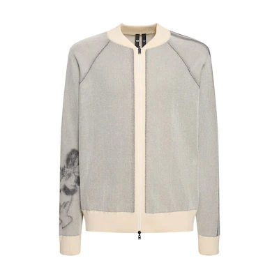 Y-3 Beige Patterned Zip-Up Jacket with Baseball Collar HIV5526