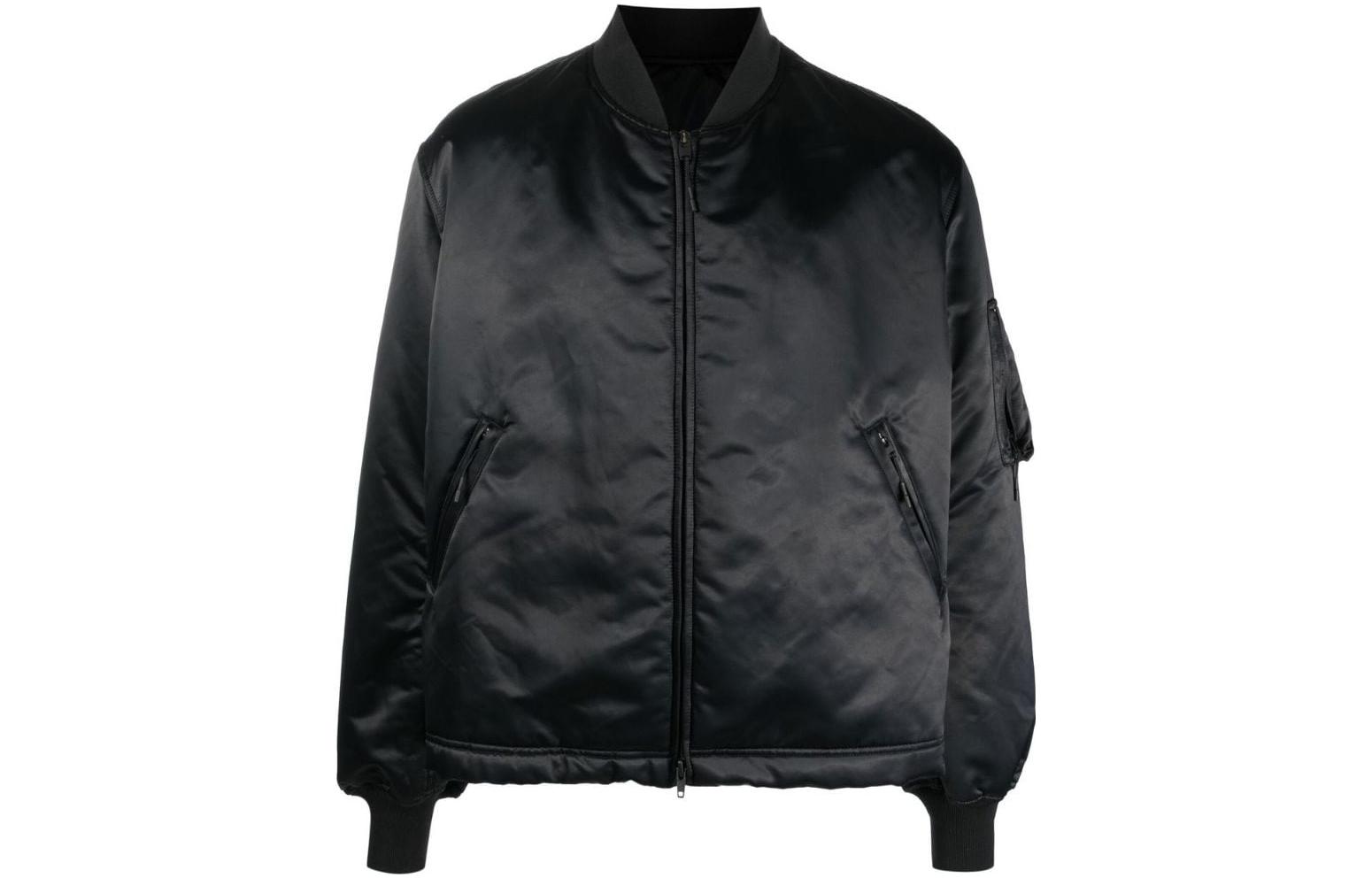 Y-3 Black Bomber Jacket Casual Zip-Up Long Sleeve Baseball Collar Jacket HP1344BLACK