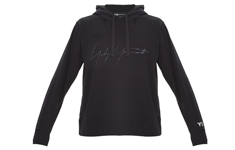 Y-3 Black Drawstring Hooded Long Sleeve Sweatshirt FP8691